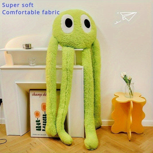 Adorable Coussin Peluche de Pieuvre à Longues Pattes Vert – Jouet Animal en Peluche Mignon avec Grands Yeux, Parfait pour la Fête des Mères, Anniversaires, Pâques & Cadeaux de Vacances, Décoration Confortable pour la Maison, Décor de Salle de Bain Octopus
