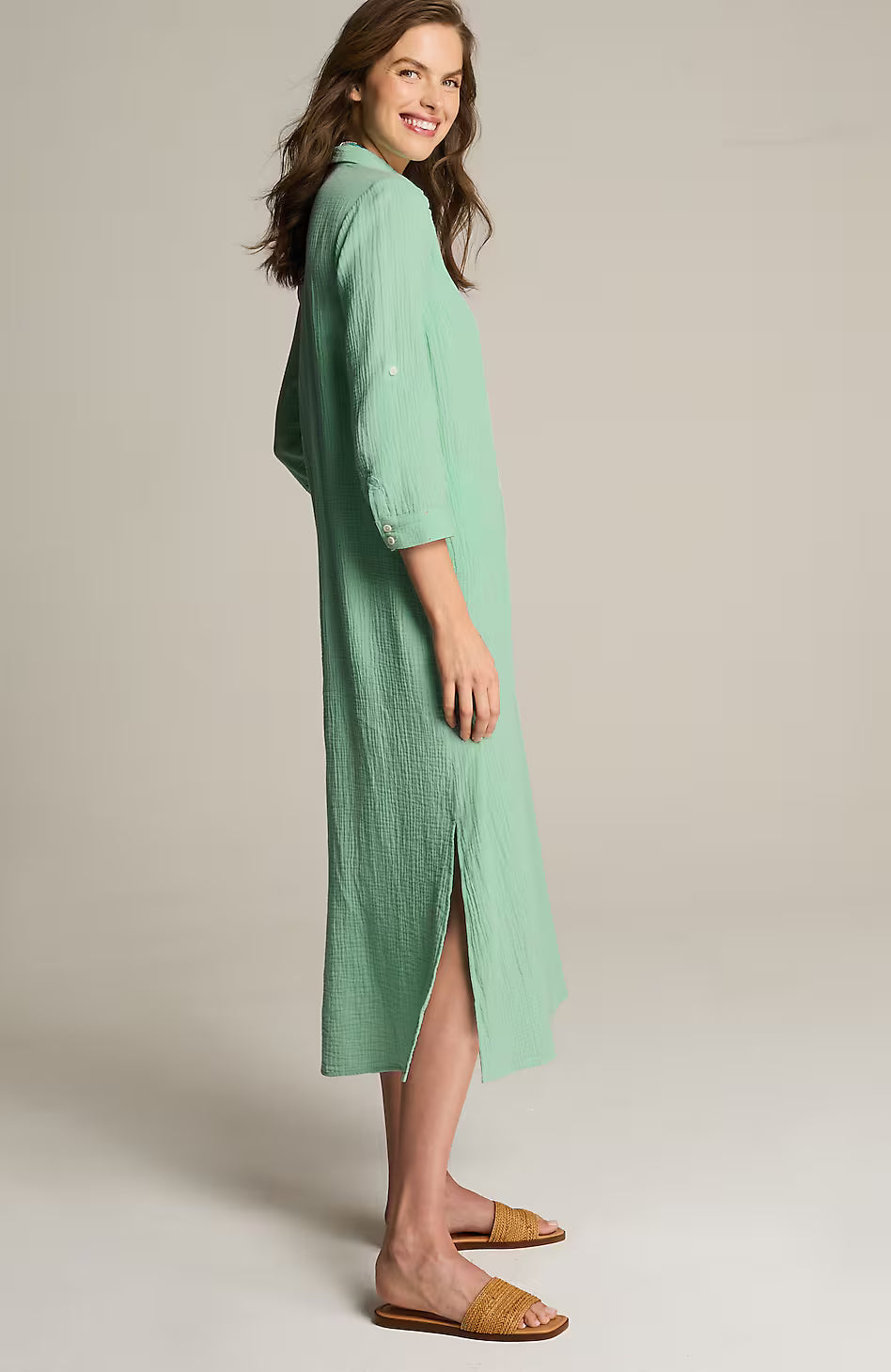 Cotton-Gauze Midi Shirtdress