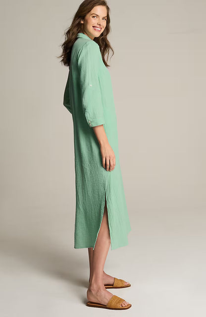 Cotton-Gauze Midi Shirtdress