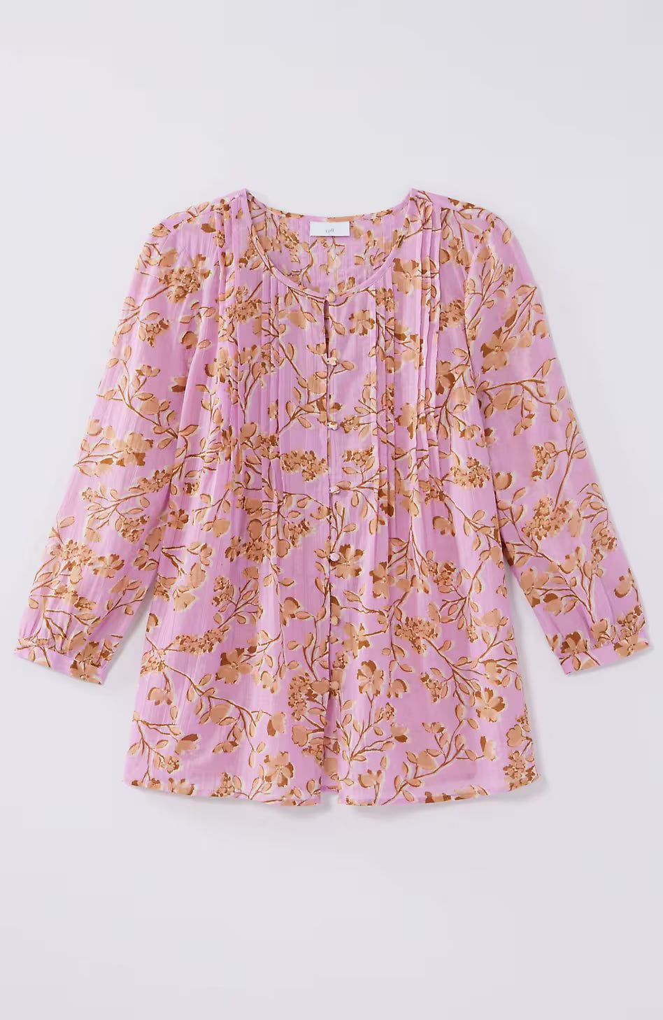 Printed A-Line Pintucked Top
