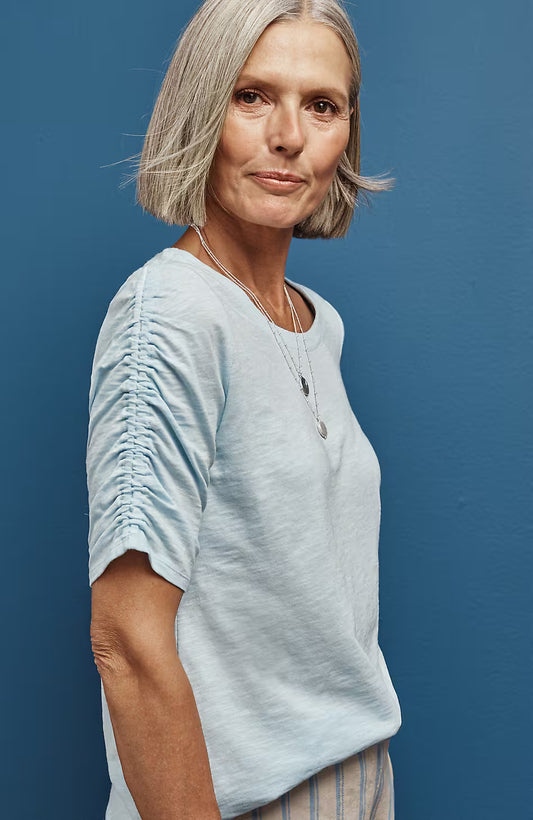 Ruched-Sleeve Top