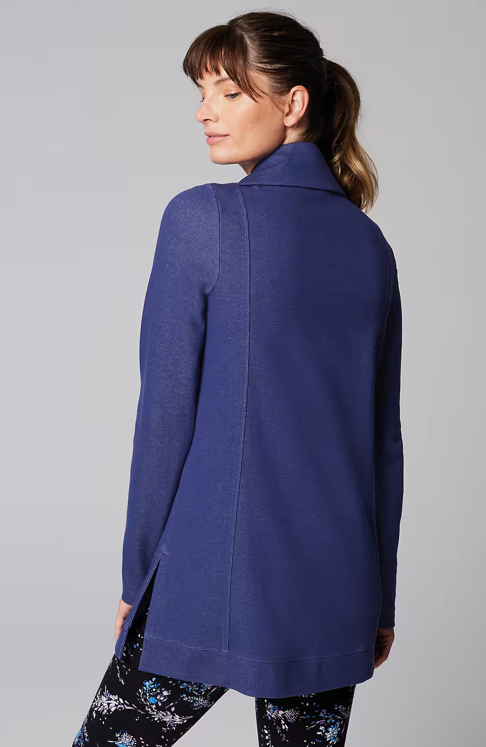 Fit Double-Knit Snap-Collared Tunic