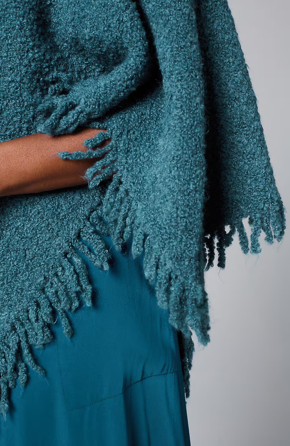 Italian Bouclé Asymmetric Poncho