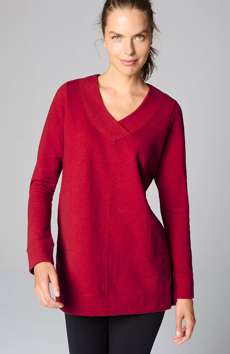 Fit Tweeded French Terry Side-Slit Tunic