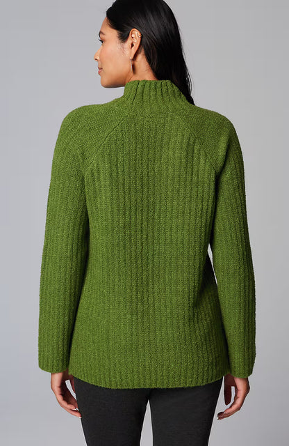 Mixed-Textures High-Neck Sweater