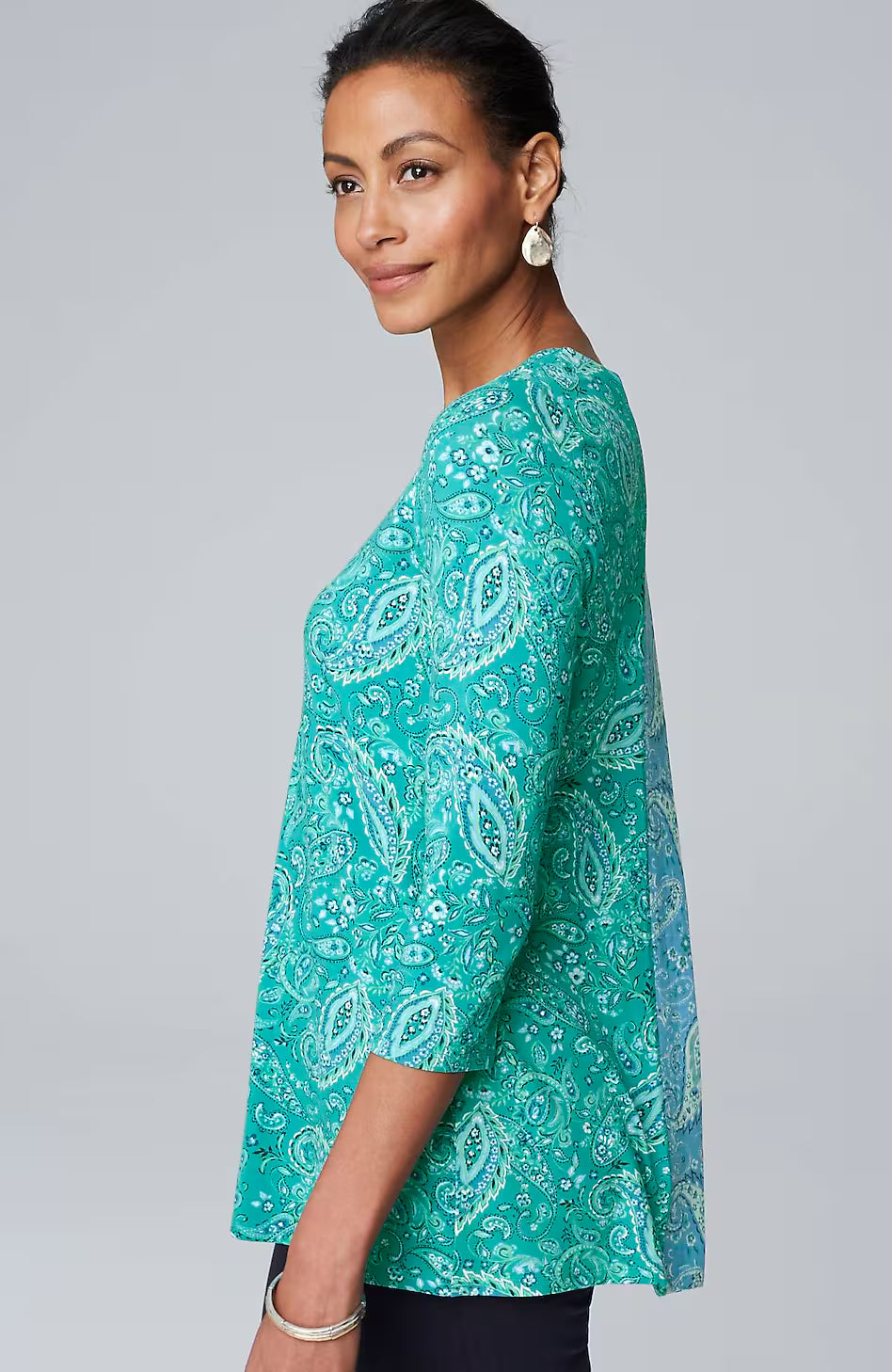 Wearever Mixed-Print Button-Back Top