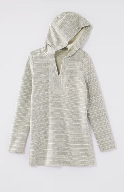 Fit Heathered-Stripes Hooded Tunic