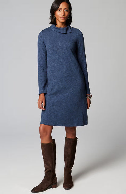 Pure Jill Asymmetrical Cowl-Neck Dress