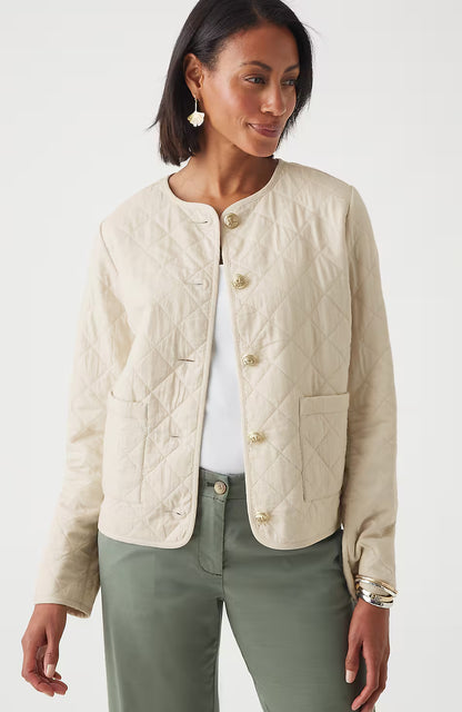 Diamond-Quilted Curved-Hem Jacket