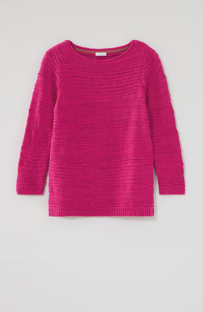 Placed-Pattern Slub-Textured Sweater
