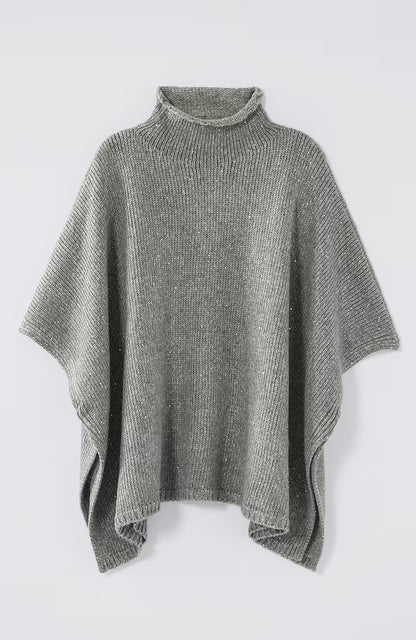 Sequin Sweater-Knit Poncho