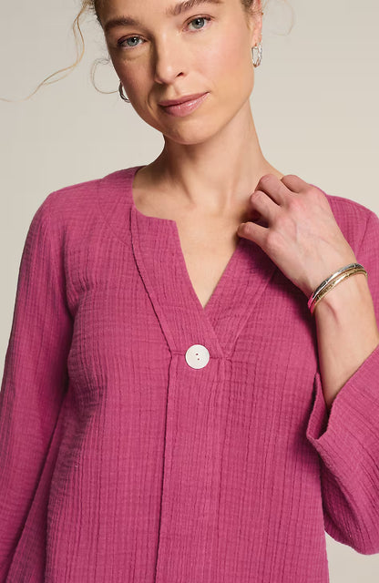 Pure Jill Cotton-Gauze One-Button Tunic