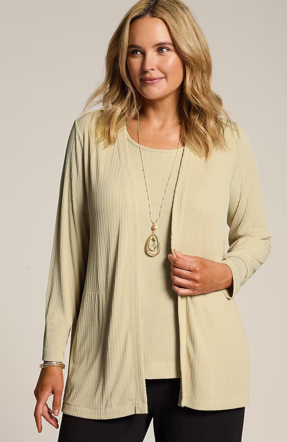 Wearever Textured-Knit Open-Front Jacket