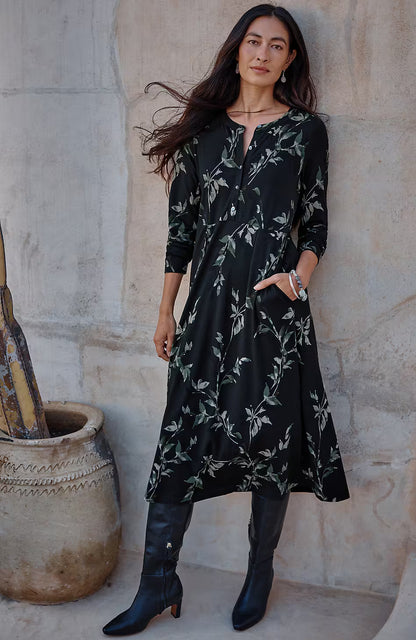 Pure Jill Printed-Knit Midi Dress