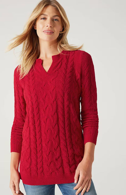 Split-Neck Chenille Tunic