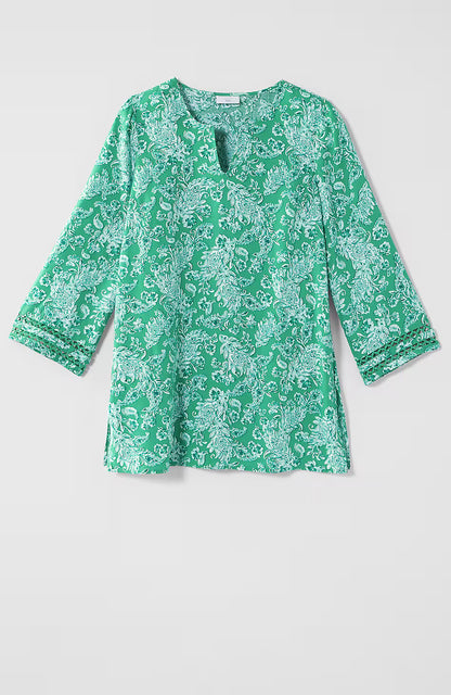 Linen-Blend Trimmed Tunic
