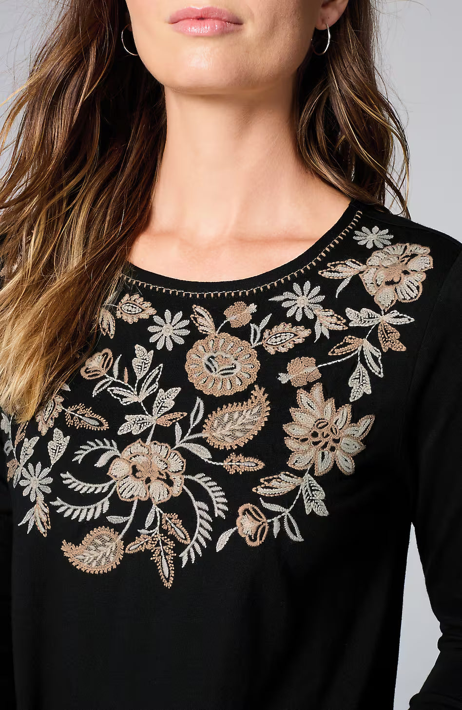 Embroidered Pleat-Back Tunic