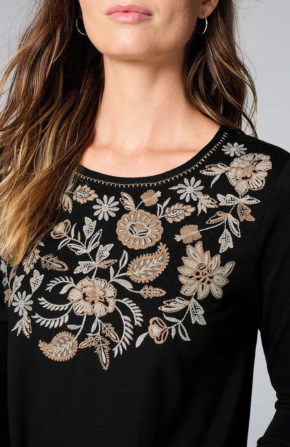 Embroidered Pleat-Back Tunic