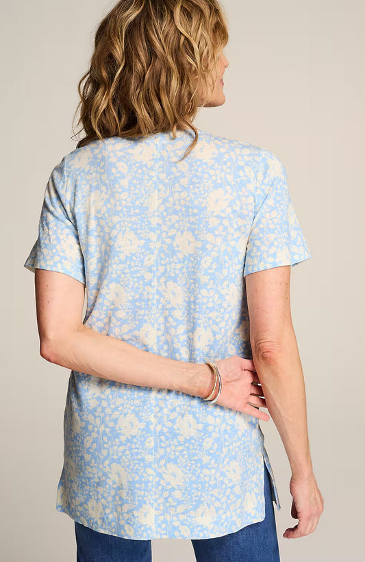 Linen-Blend Flutter-Sleeve Tunic