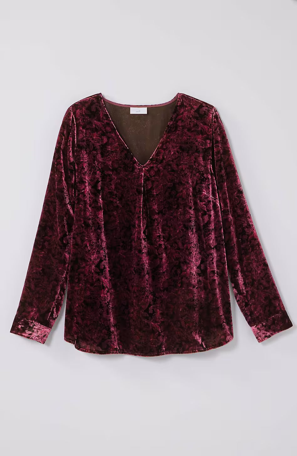 Velvet Paisley-Printed Top