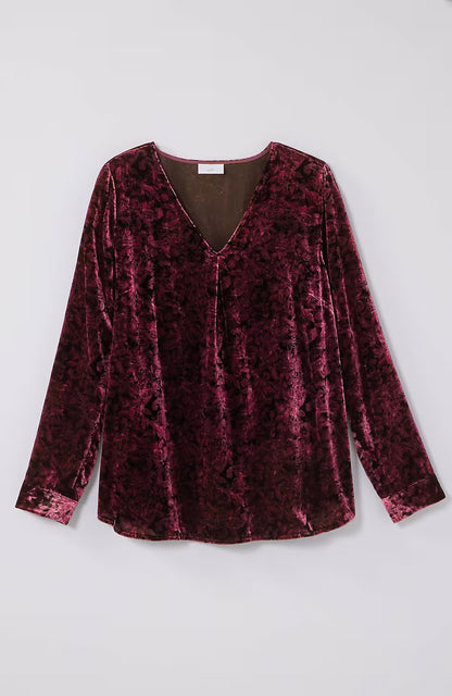 Velvet Paisley-Printed Top