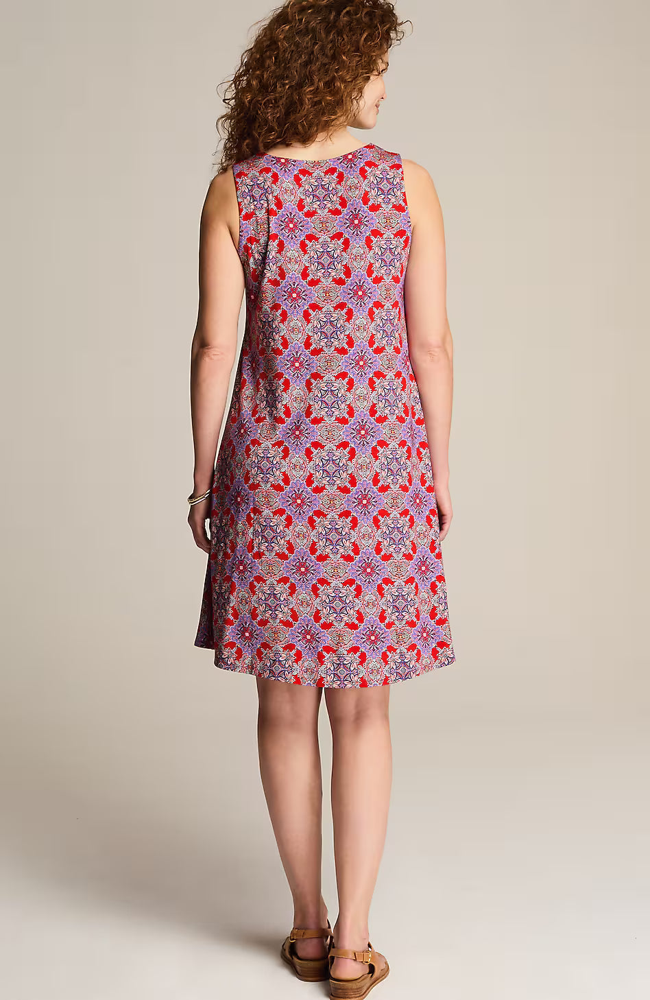 Printed Sleeveless Swing Dress
