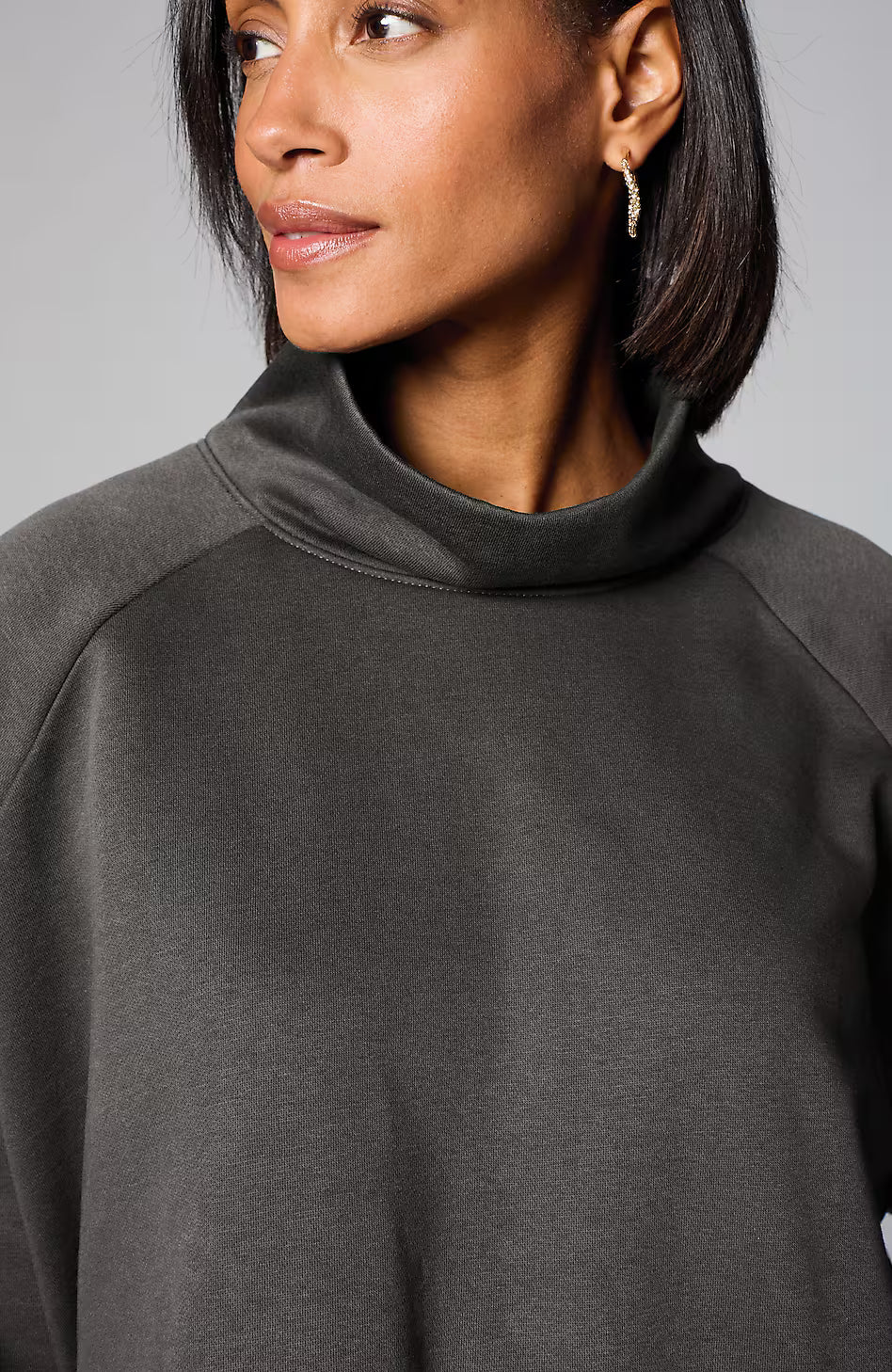 Pure Jill Fleece Stepped-Hem Top