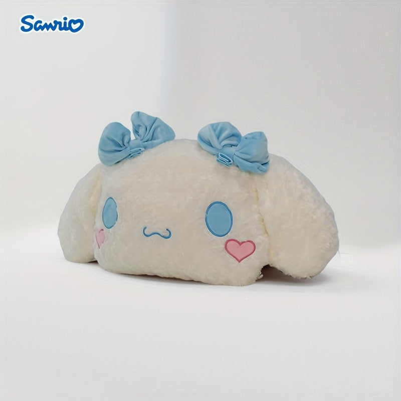 Pour l'oreiller en peluche for cinnamoroll - Coussin de chien de dessin animé mignon avec nœud bleu et yeux de cœur, tissu blanc doux, parfait pour la décoration de la chambre et du salon, cadeau idéal pour un couple ou les vacances, oreiller mignon