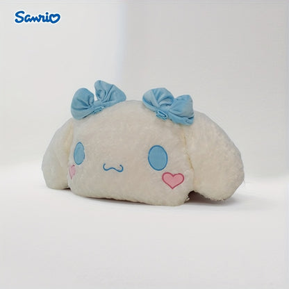 Pour l'oreiller en peluche for cinnamoroll - Coussin de chien de dessin animé mignon avec nœud bleu et yeux de cœur, tissu blanc doux, parfait pour la décoration de la chambre et du salon, cadeau idéal pour un couple ou les vacances, oreiller mignon