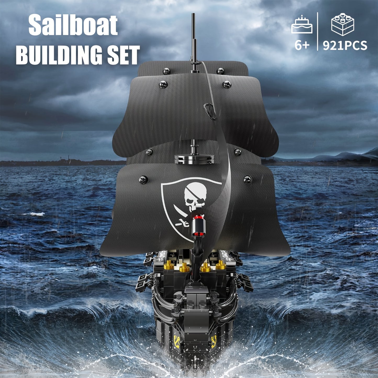 921 pièces de blocs de construction jouet modèle de navire pirate puzzle 3D bateau à voile jouets éducatifs compatibles avec d'autres ensembles de briques cadeaux de Noël et d'anniversaire