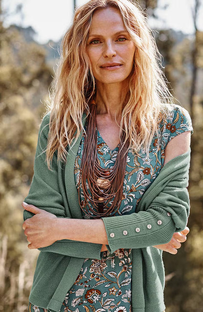 Pure Jill Ribbed Button-Cuffed Cardi
