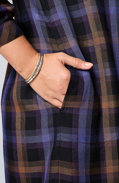 Plaid Split-Neck Dress