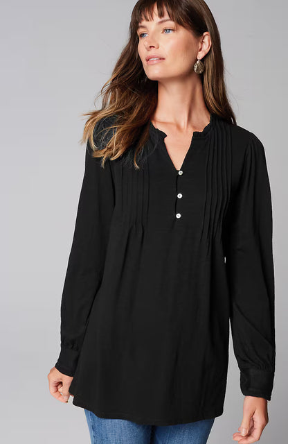 Ruffle-Trim Pintucked Tunic