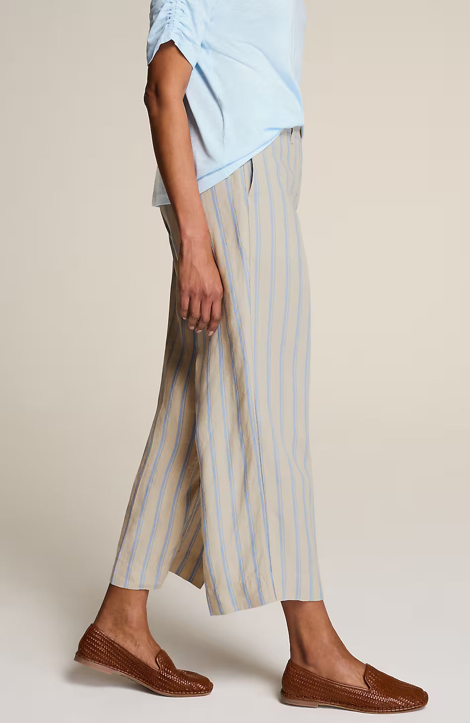 Linen Creased-Front Wide-Leg Pants