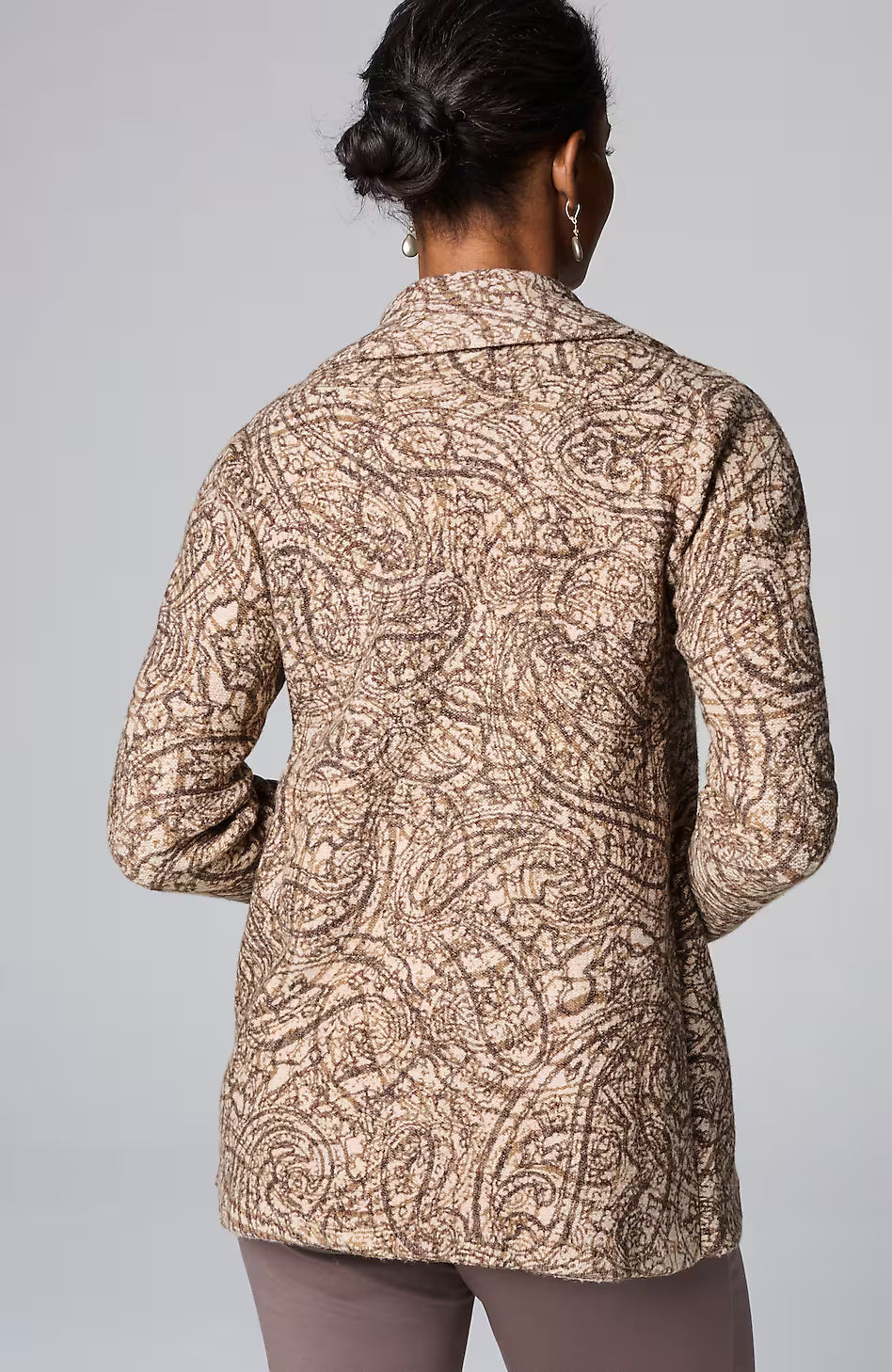 Pure Jill Curved-Front Printed Cardi