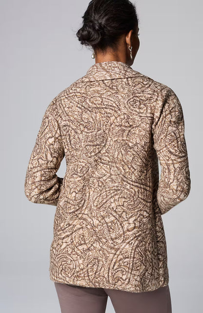 Pure Jill Curved-Front Printed Cardi