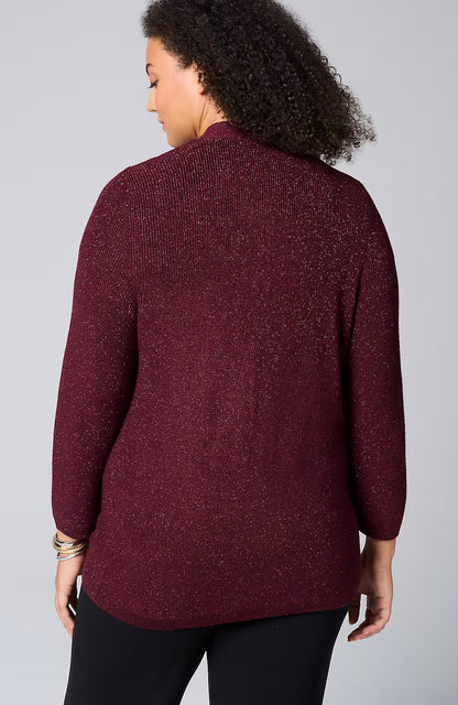 Wearever Rib-Textured Sparkle Cardi
