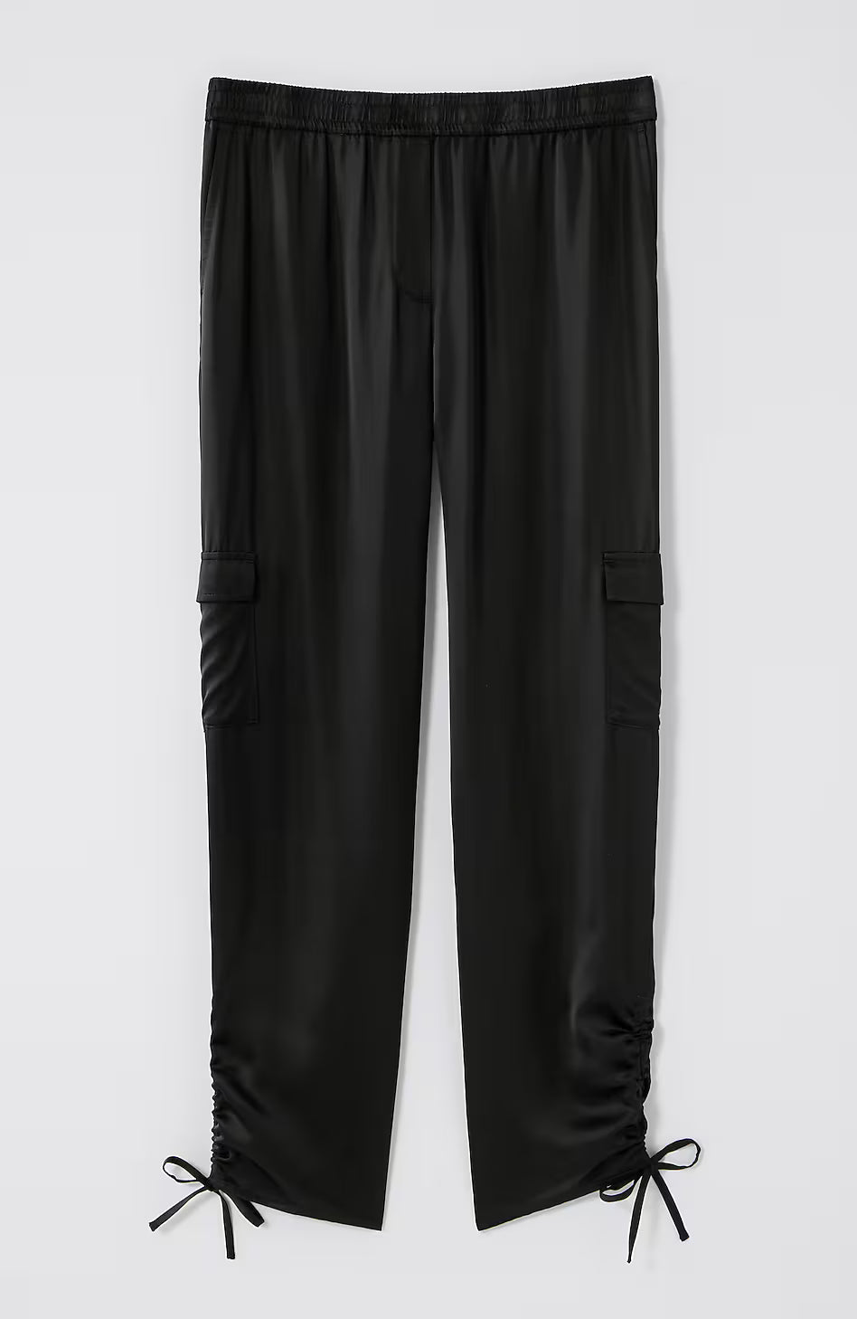 Straight-Leg Satin Cargo Pants
