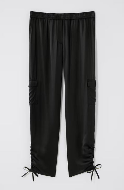 Straight-Leg Satin Cargo Pants