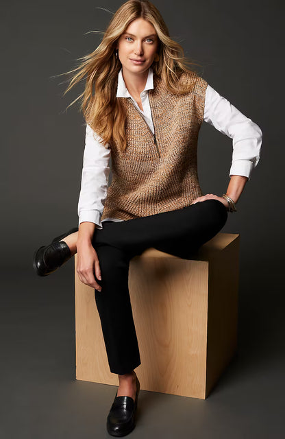 Rib-Textured Marled Sweater-Vest