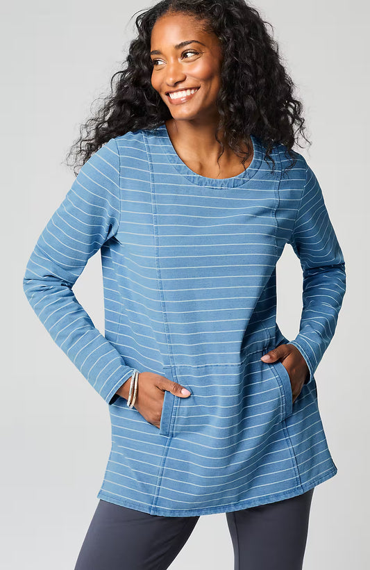 Pure Jill French Terry Indigo-Striped Tunic