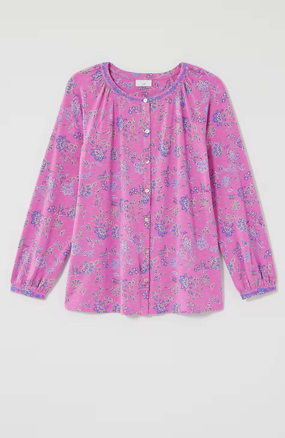 Jacobean-Printed & Embroidered Top