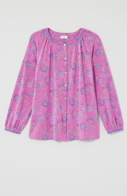 Jacobean-Printed & Embroidered Top