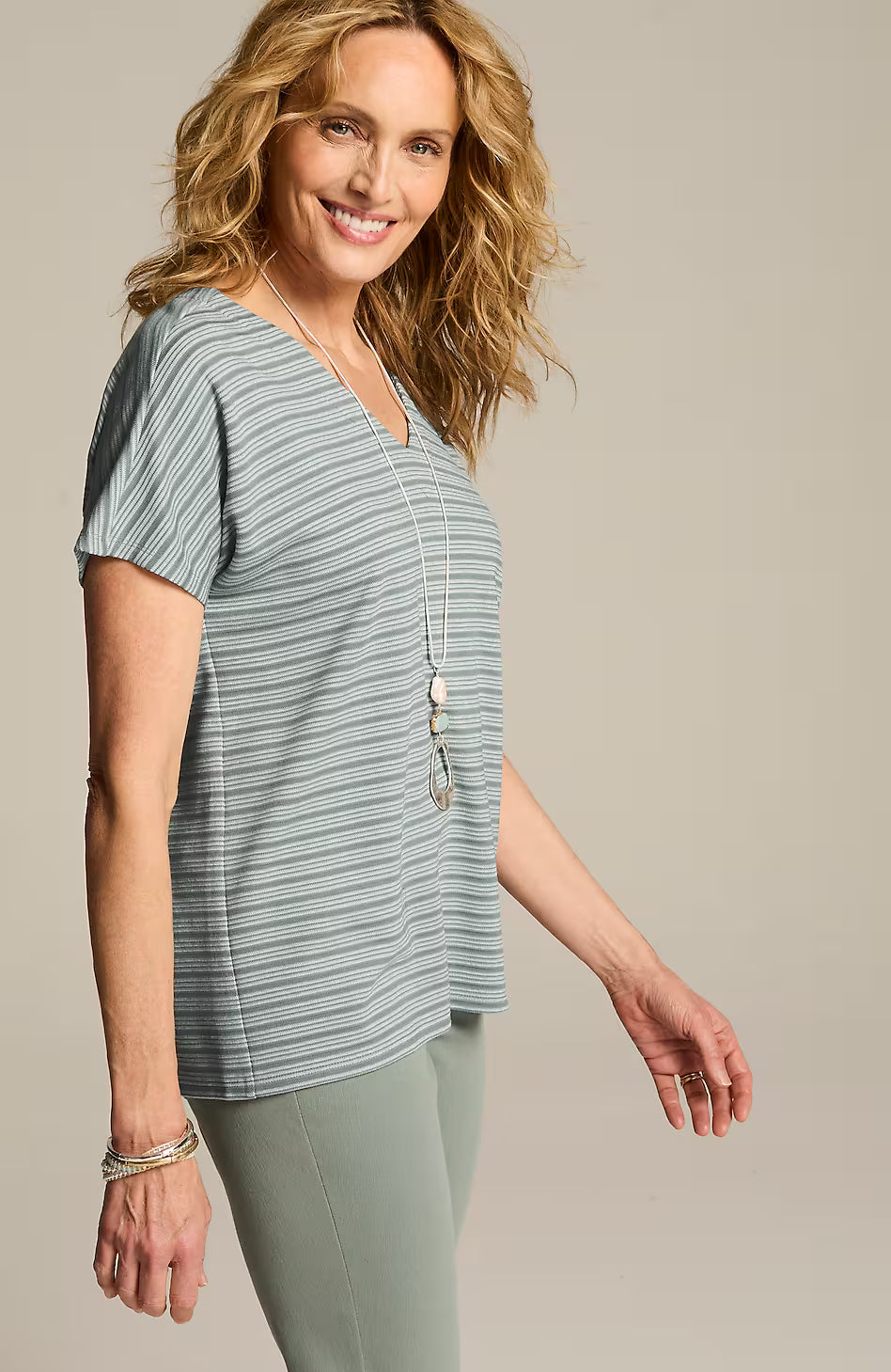 Wearever Textured Button-Back Top