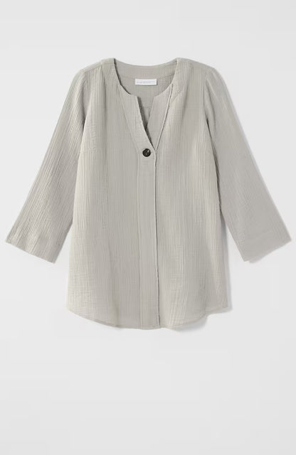 Pure Jill Cotton-Gauze One-Button Tunic