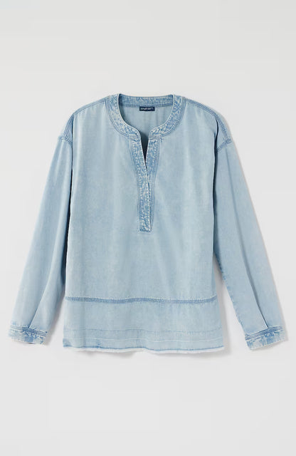 Pure Jill Indigo Split-Neck Top