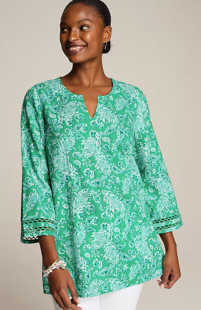 Linen-Blend Trimmed Tunic