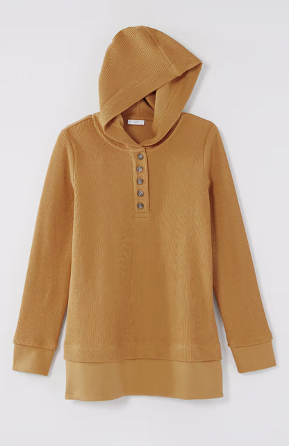 Textured-Knit Hoodie Tunic