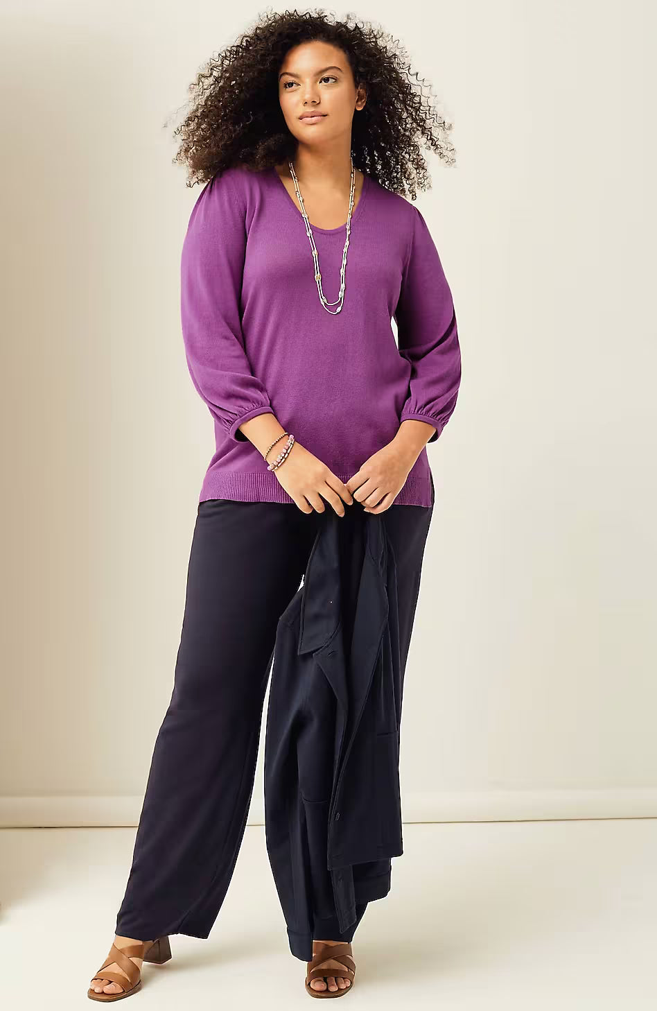 Wearever Silk-Blend Blouson-Sleeve Sweater
