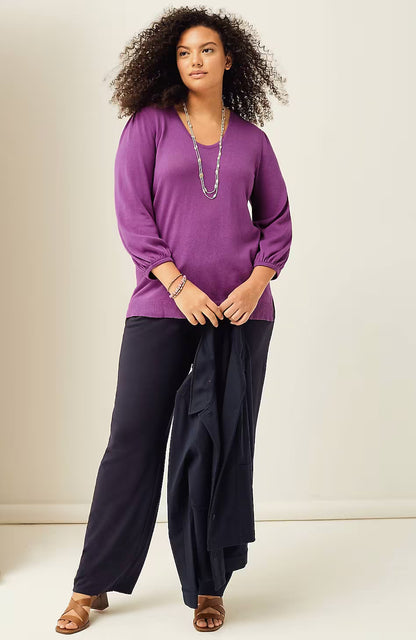 Wearever Silk-Blend Blouson-Sleeve Sweater
